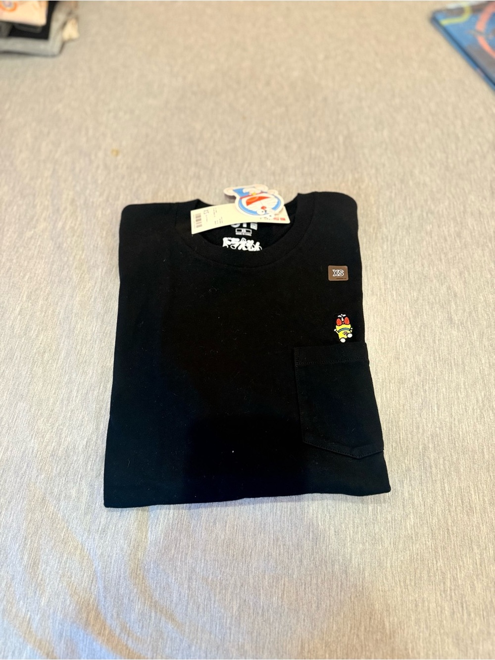 Uniqlo x Doraemon Black Short Sleeve Tee with Dorami Patch